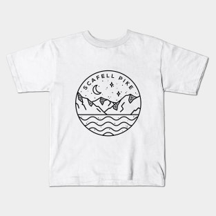 Scafell Pike, Lake District England Emblem - White Kids T-Shirt